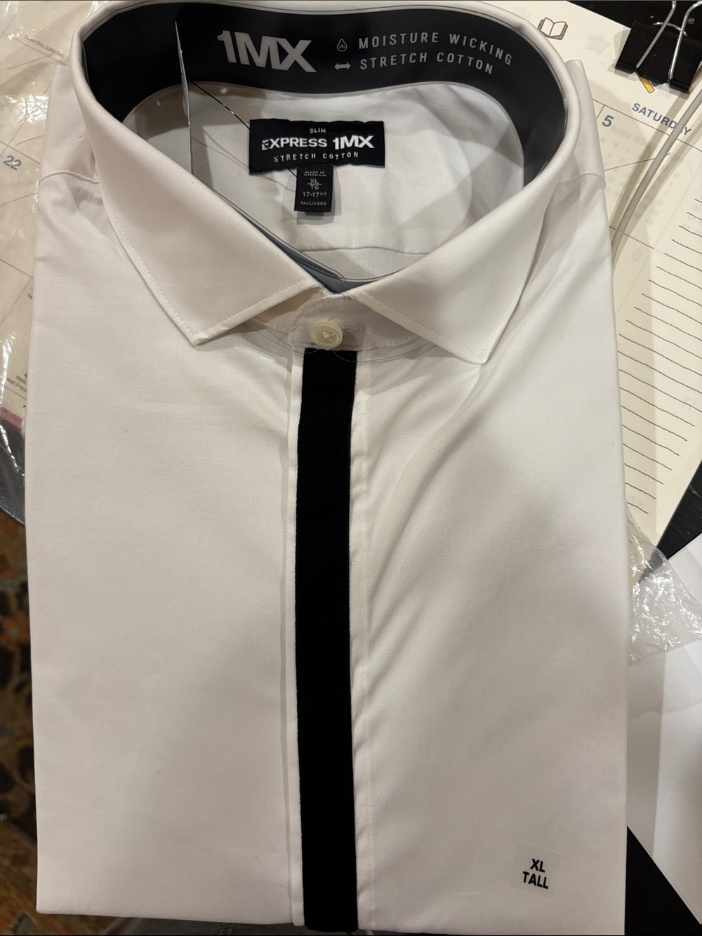 Express 1MX- Dress Shirt-White withVelvet Placket-NWT